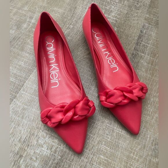 Calvin Klein Pointy Toe Ballet Flats Women’s 7 Slip On Shoes Dark Pink Dressy - Picture 2 of 8